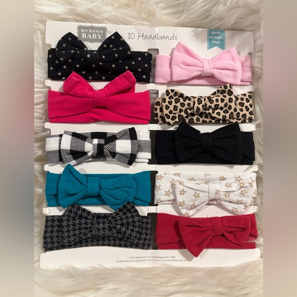 10-pack of Hudson Baby Infant Girl Cotton Headbands Set - Multicolor New - Picture 1 of 2